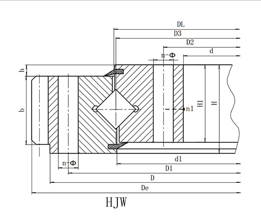 Series HJ-Single Row Cross Roller Slewing Bearing----External Gear